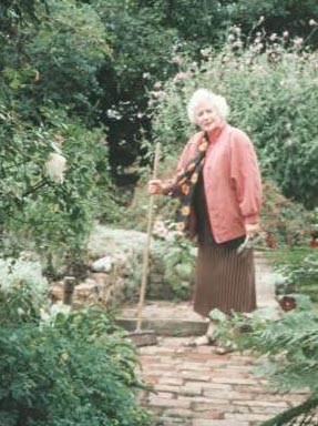 In her garden